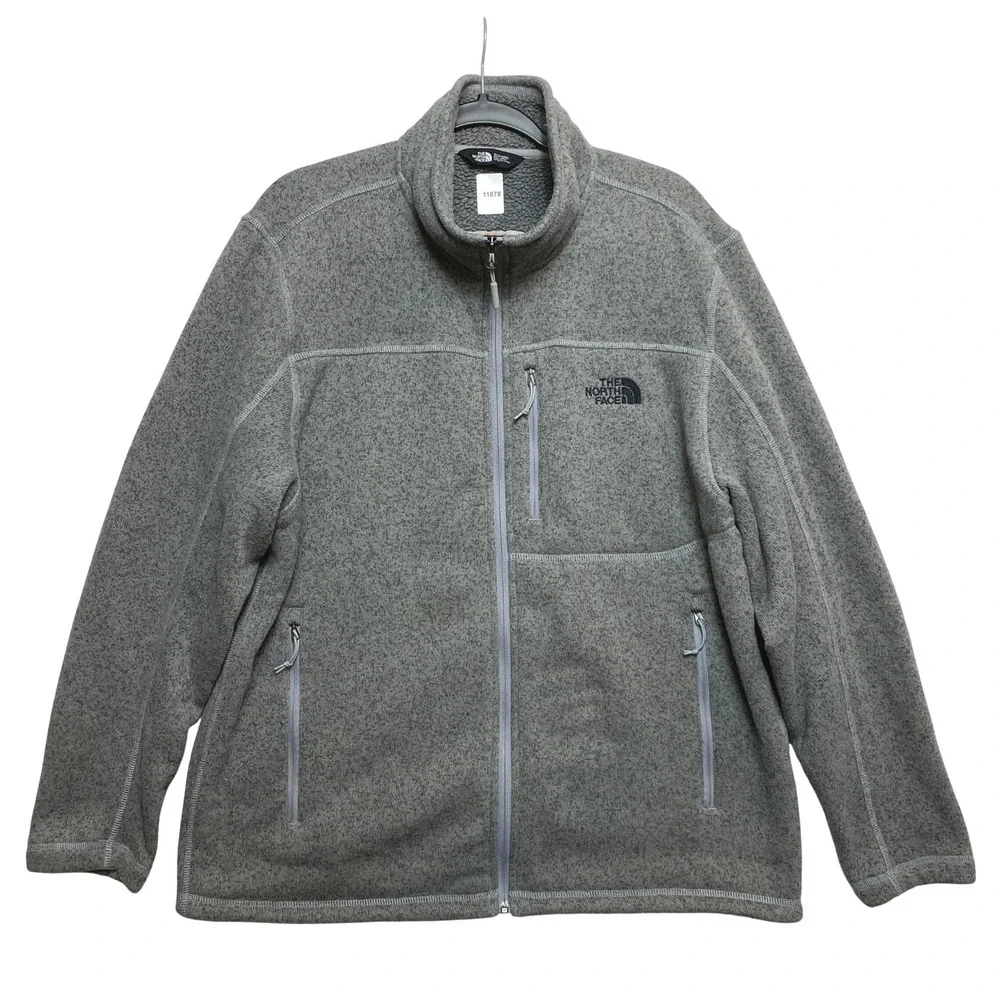 The North Face Jacket Mens XL Gray Gordon Lyons Full Zip Fleece Pager Logo